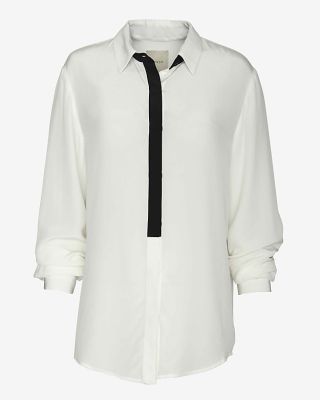 Contrast Placket Trim Blouse
