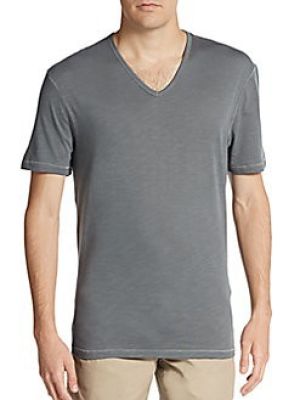 Contrast-Stitched Cotton V-Neck Tee