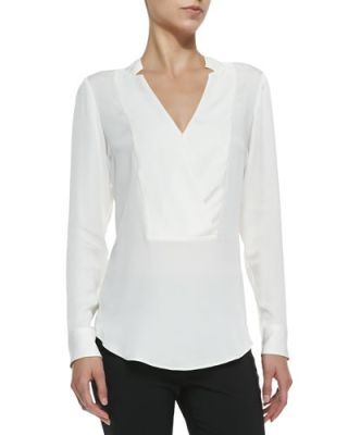 Corbette Split-Neck Silk Blouse