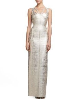 Corozo Metallic Strappy Bandage Gown