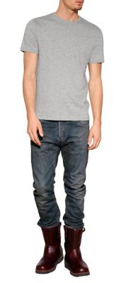 Cotton Crew Neck T-Shirt in Grey