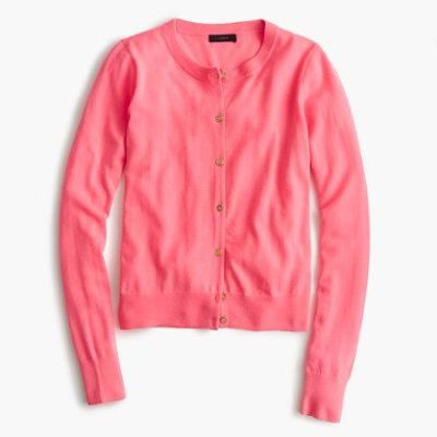 Cotton Jackie Cardigan Sweater in Guava