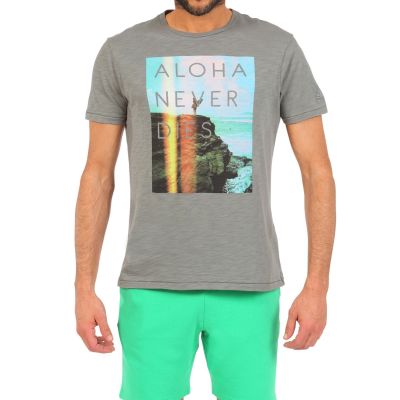 Cotton T-Shirt with Aloha Never Dies Photographic Print