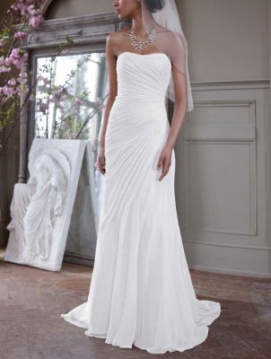 Crinkle Chiffon Gown with Asymmetrical Draping
