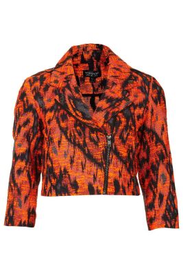 Cropped Aztec Biker Jacket