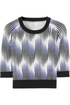 Cropped printed cotton-blend top