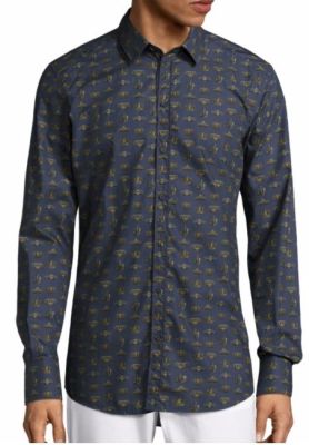 Crown-Print Cotton Sportshirt