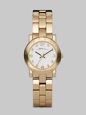 Crystal Stainless Steel Logo Watch/Goldtone