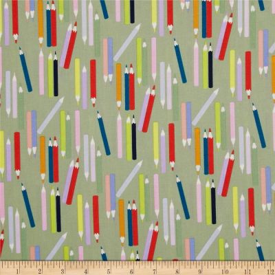 Custom Pajamas in My Pencils Sage/Bright Fabric