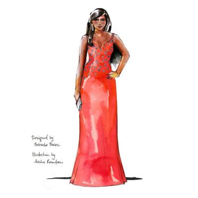 Custom Plunge Swarovski Crystal Embellished Dress