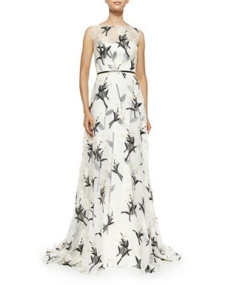Daisy Floral Fil Coupe Gown