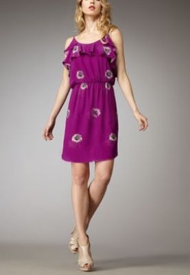 Daisy-Print Silk Dress