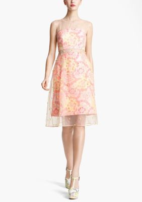 Damask Jacquard & Beaded Organza Dress