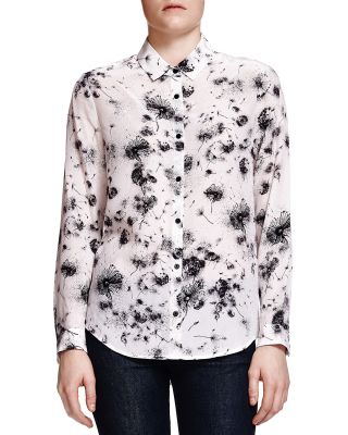 Dandelion-Print Silk Shirt
