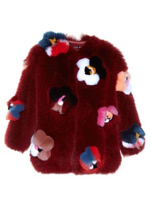 Flowerland appliqué fur coat