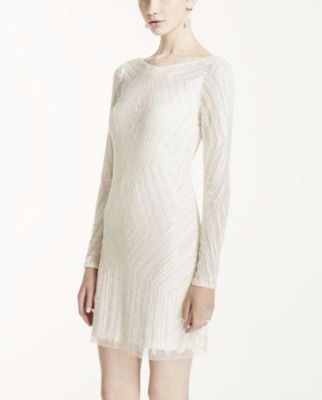 Deco Embellished Long Sleeve Short Dress