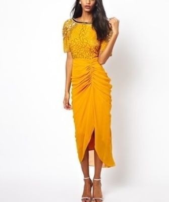 Denise Midi Dress with Embellished Shoulder