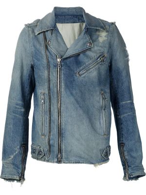 destroyed denim biker jacket