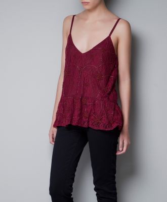 Diamante Embellished Lace Top