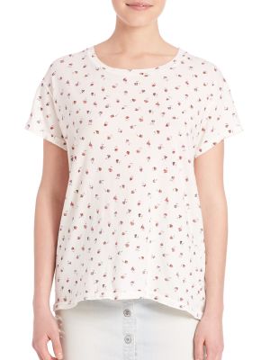 Dirty White Rose Ditsy Print Crew Neck