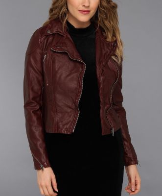 Distressed Vegan Leather Peplum Jacket