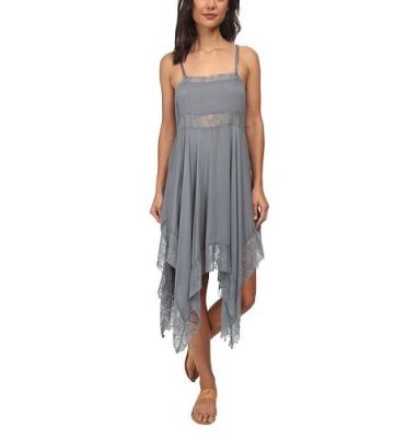 Dobby Dot & Lace Pieced Trapeze Slip