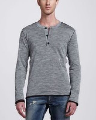 Dolce & Gabbana Ribbed Knit Zip-Front Sweater, Double-Layer Long-Sleeve Henley & Mid-Rise Distressed Denim