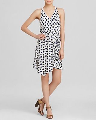 Dot Print Wrap Front Dress