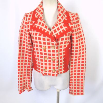 Double Breasted Grid Print Jacket