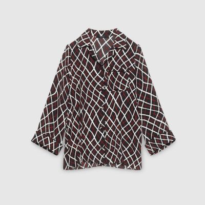 Double Net Print Oversize Top