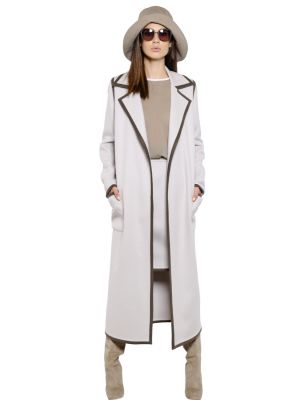 Double Wool Coat With Contrast Trim