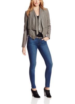 Drape Front Leather Jacket