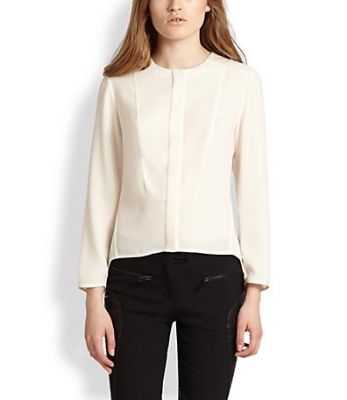 Earheart Crepe Tuxedo Blouse