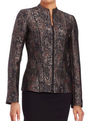 Eliza Zip-Front Jacquard Jacket