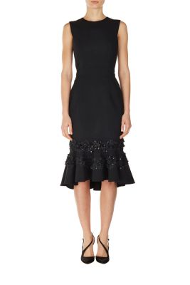 Embellished Flounce-Hem Dress