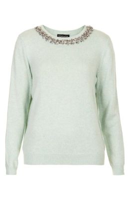 Embellished Neckline Sweater