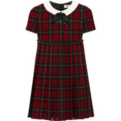 Embellished plaid wool dress