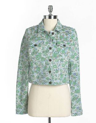 Embellished Printed Denim Jacket
