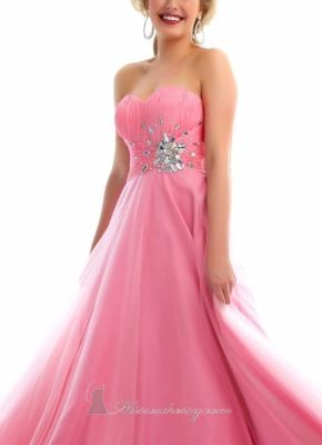 Embellished Ruched Strapless Gown