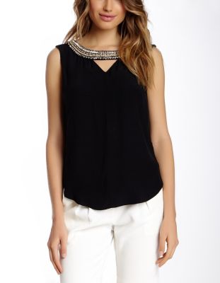 Embellished Silk Blend Tank