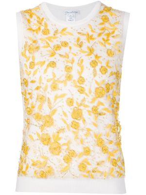 embroidered flower sleeveless sweater