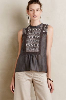 Embroidered Peasant Tank