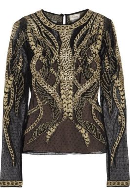 Embroidered Swiss Dot Tulle Top