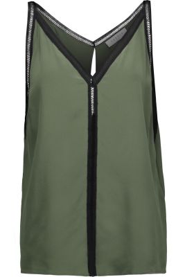 Empire open-knit cotton-trimmed silk top