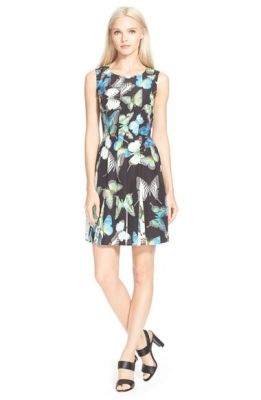 'Engrid' Butterfly Print Pleated Dress
