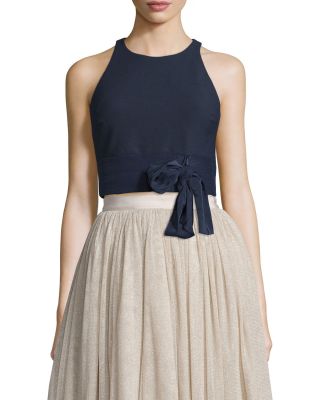 Eniko Sleeveless Crop Top, French Navy