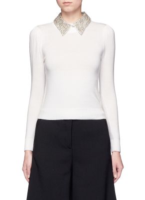 'ERA' EMBELLISHED COLLAR WOOL SWEATER