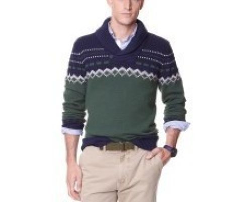 Fair Isle Shawl Collar Sweater