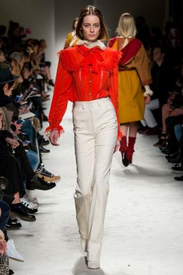 Fall 2015 Red Tie Neck Ruffle Blouse