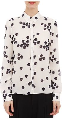 Falling Iris-Print Song Blouse